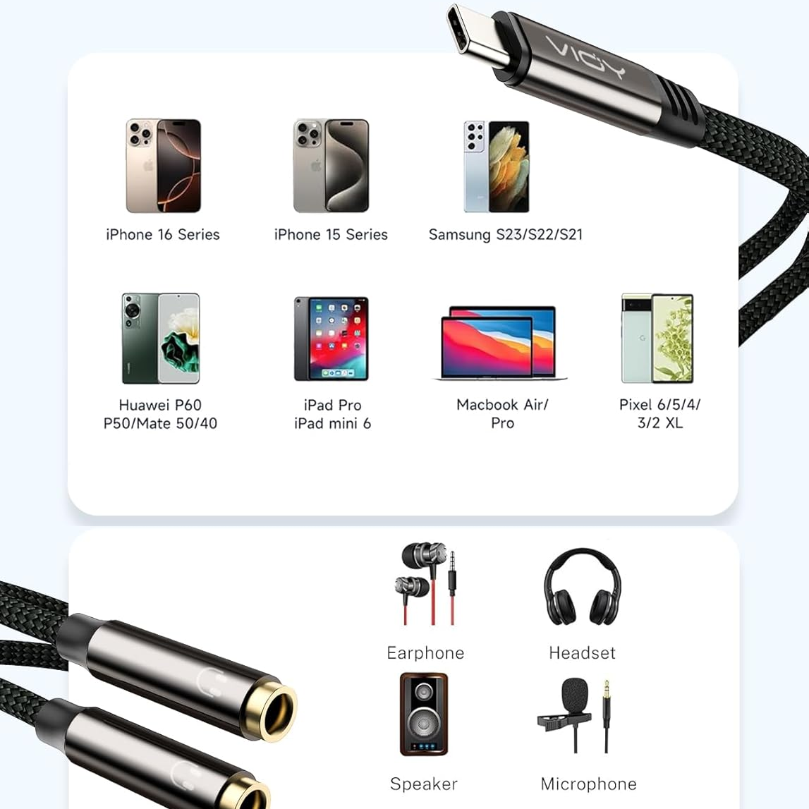 USB C To Dual 3.5mm Female Hea - Audio Splitter Y ulasan dan harga