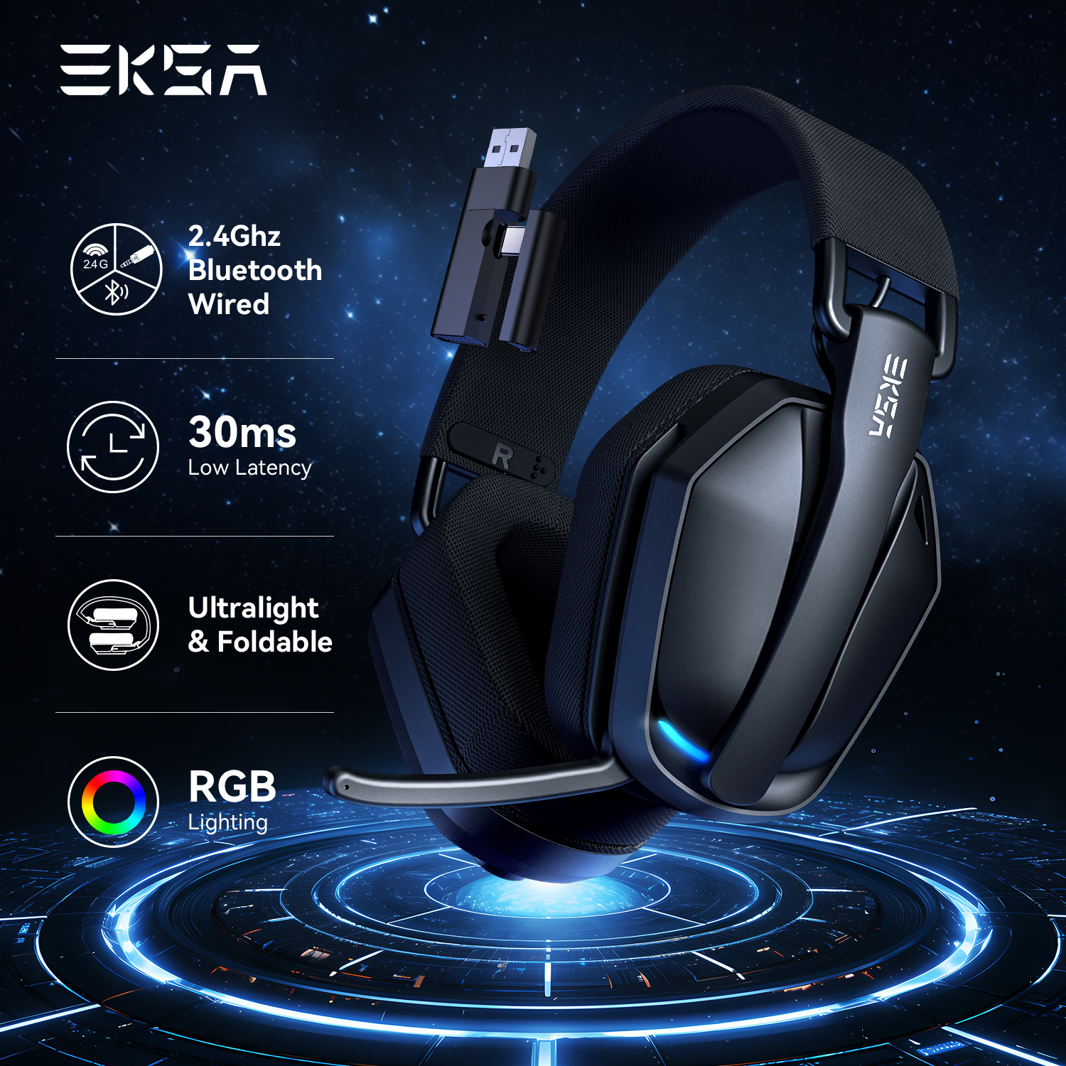 EKSA G19BT 2.4GHz Wireless Gam - Gaming Headset Rgb ulasan dan harga