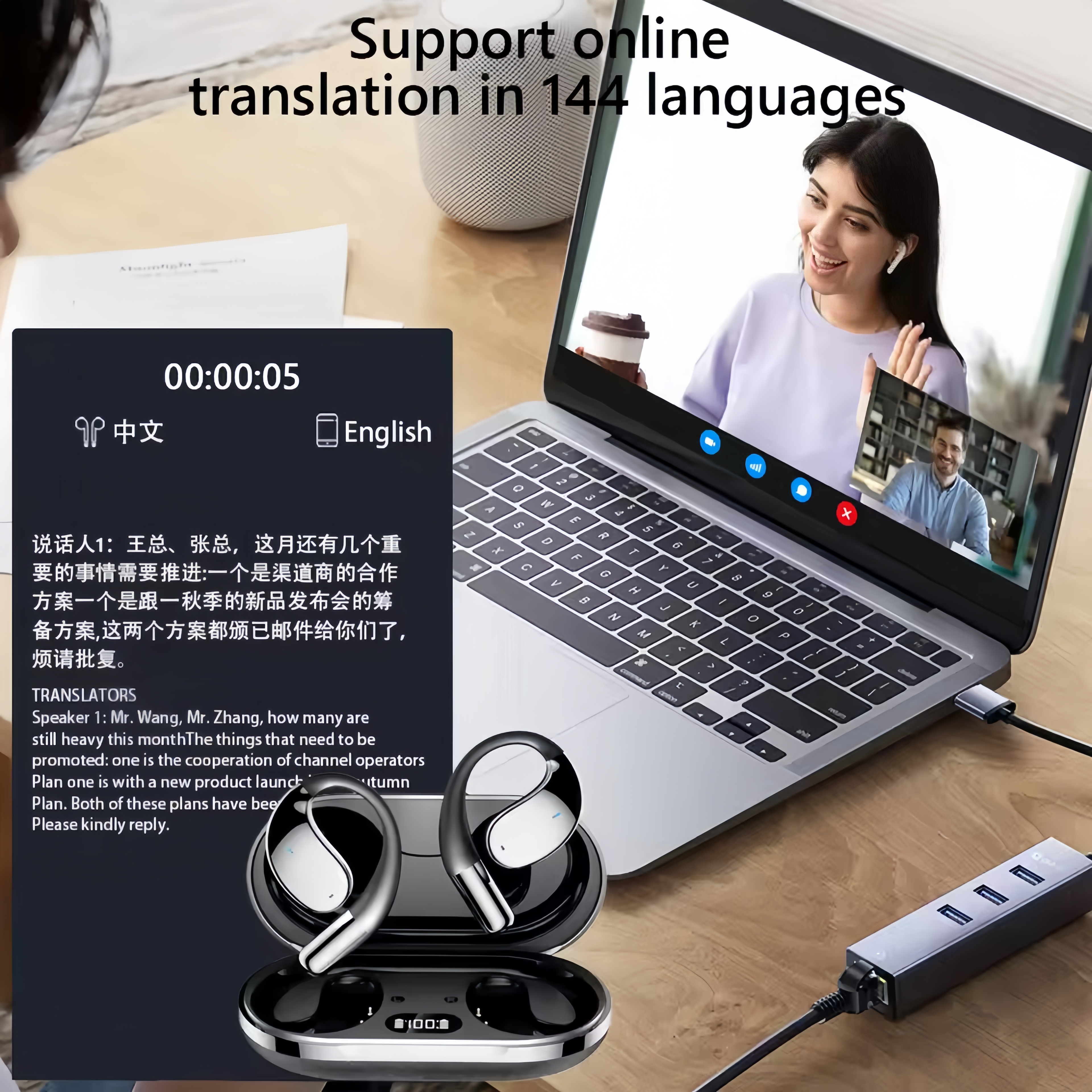 2026 New AI Translation Earbud - Earbuds Charging Case ulasan dan harga