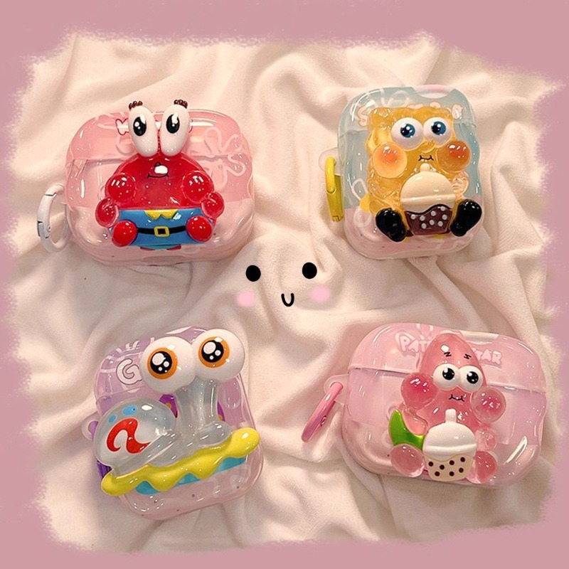 Cute SpongeBob 3D Protective C - Earbuds Charging Case ulasan dan harga