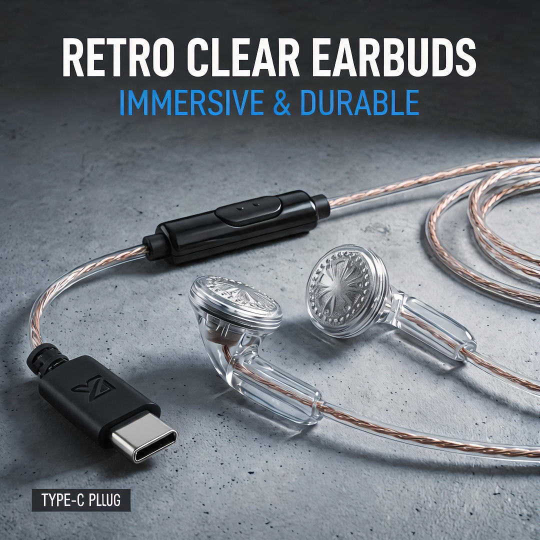 Type-C Wired Earbuds Retro Loo - Wired Earphone Mic ulasan dan harga