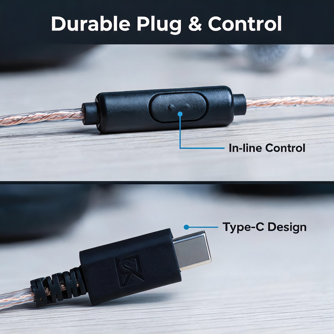 Type-C Wired Earbuds Retro Loo - Wired Earphone Mic ulasan dan harga
